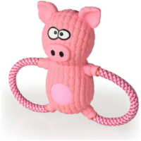 Tommi - Latexgris med bomullsrep och pip 18.5cm